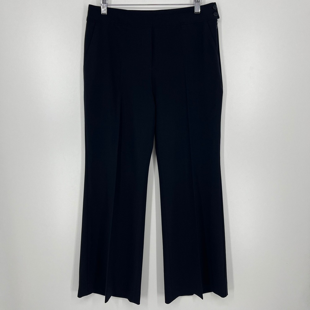 Emporio Armani Navy Blue Wool Blend Wide Leg Trousers Size IT 44 Made in Italy